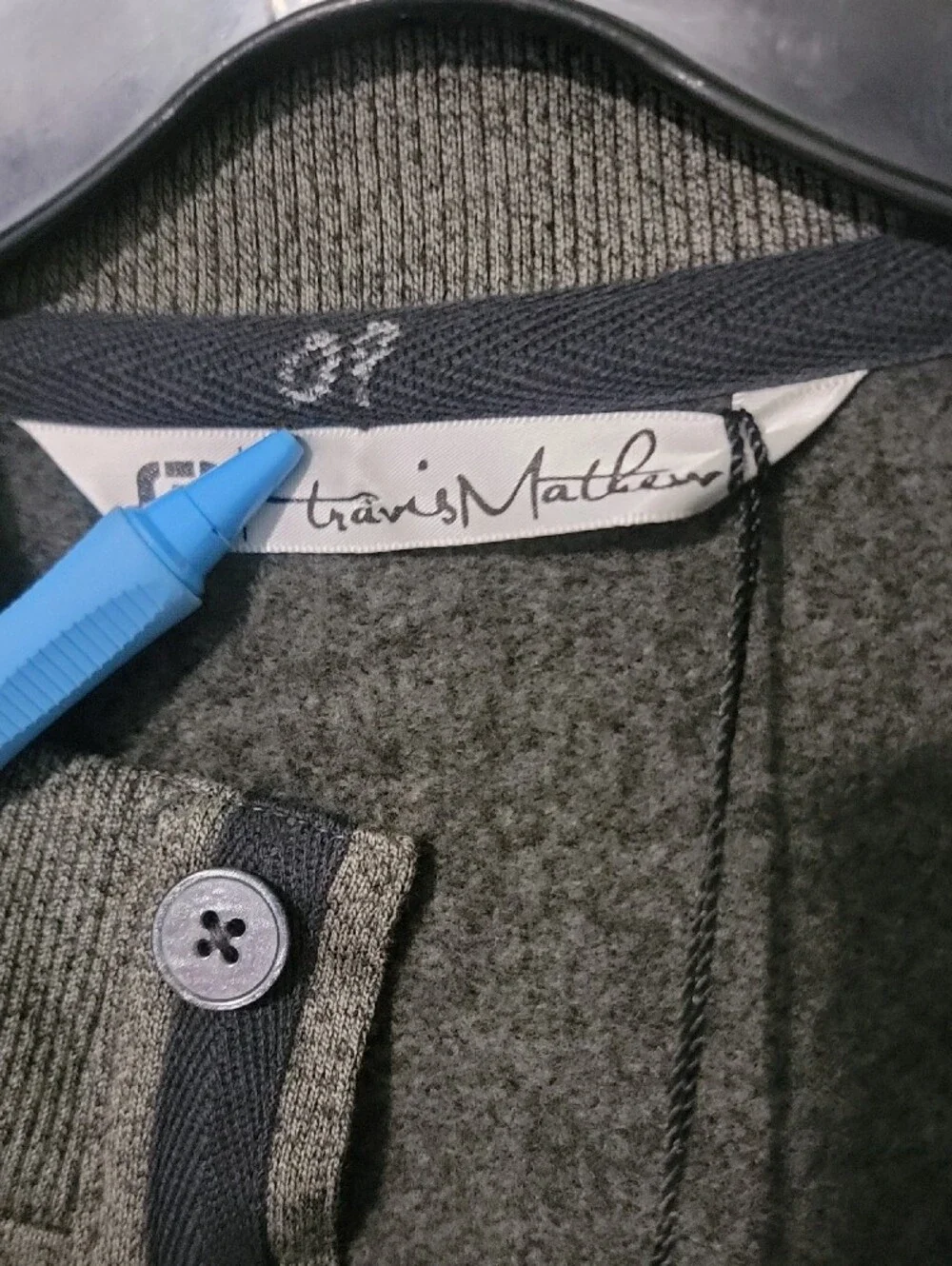 Travis Mathew Wall Button Up Placket Mock Neck Sweater -Gray Men's Size 2XL